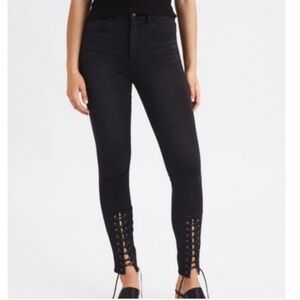 American Eagle | Black Skinny Jeans w/ Laces Ankles